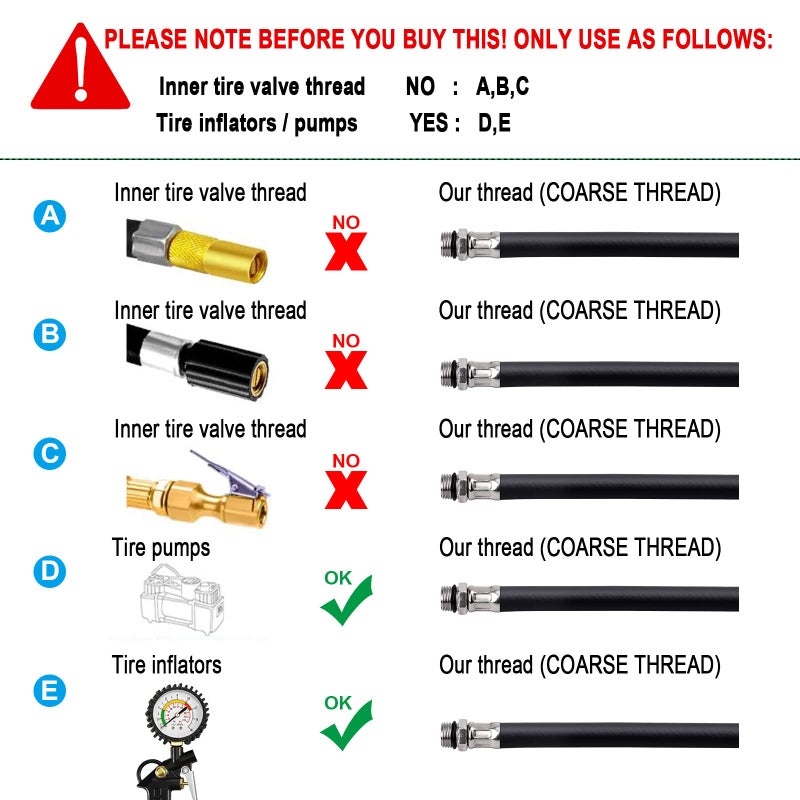 Dannisly Tire Valve Extension Tube, Car Tire Valve Air Hoses Portable Compressor Air Expansion Hoses and Standard Tire Valve Fine-Grained Airlock Chucks - Image 4
